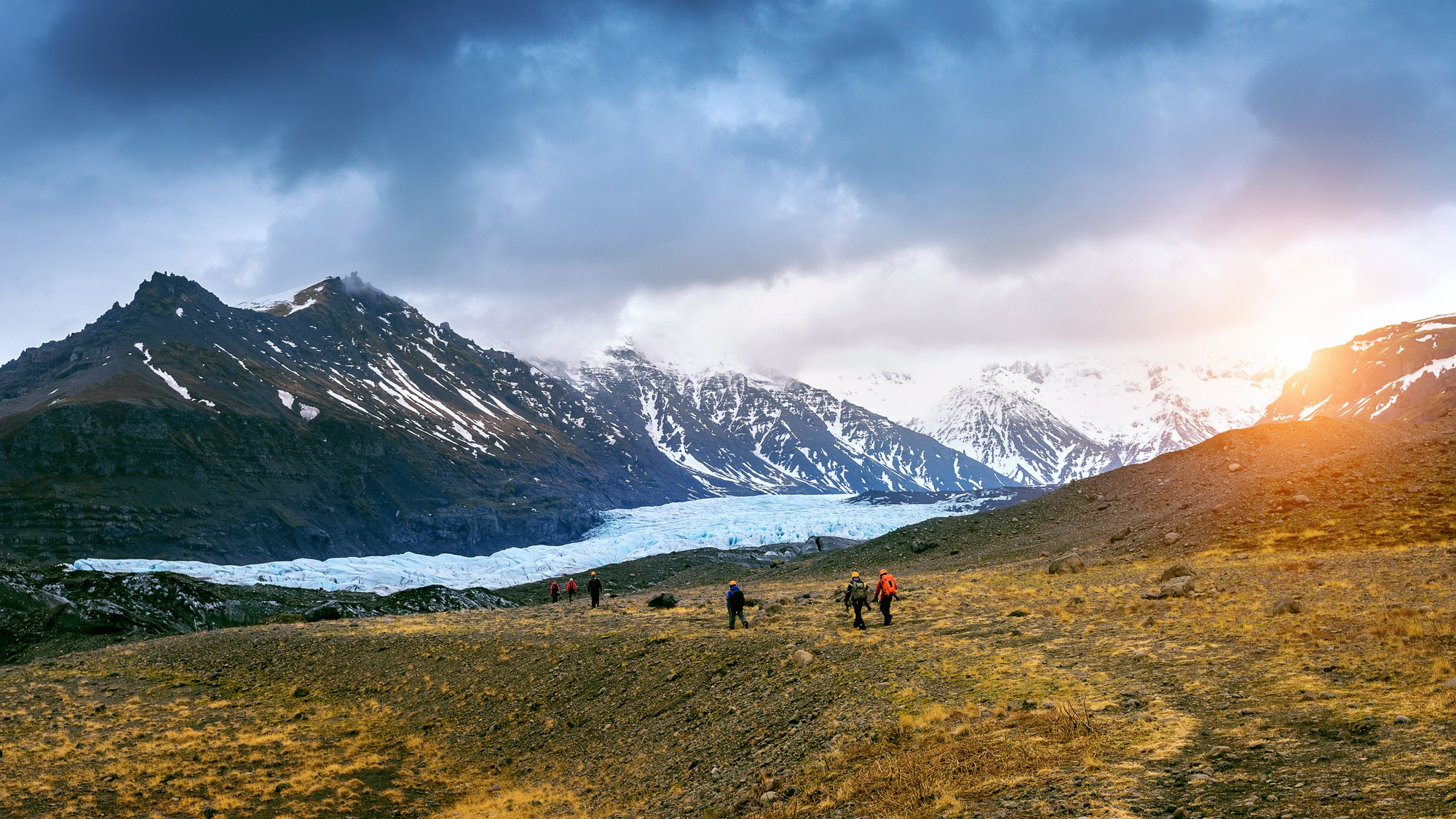 Climbers on a glacier